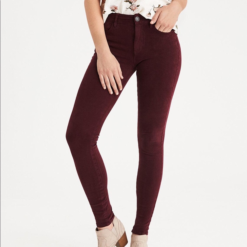 American Eagle Super Stretch Burgundy Jeans